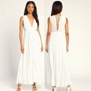 Lulu's‎ Women White Button-Up Maxi Dress